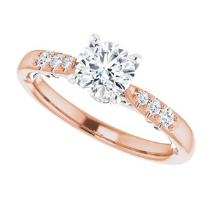 14K Rose/White 5.8 mm Round 1/8 CTW Diamond Semi-set Engagement Ring