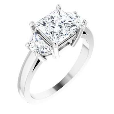 Square & Moon Three-Stone Diamond Engagement Setting