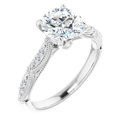 Cathedral Milgrain & Filigree Diamond Accented Engagement Setting
