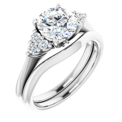 3C Cathedral Diamond Accented Trellis Engagement Setting
