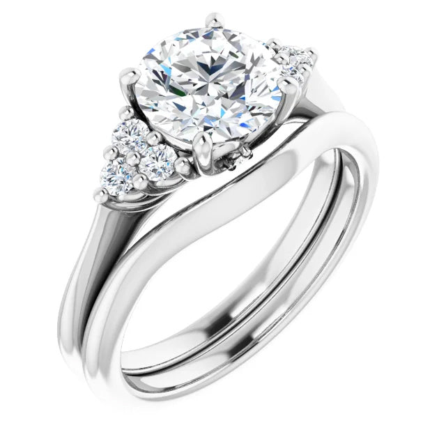 3C Cathedral Diamond Accented Trellis Engagement Setting