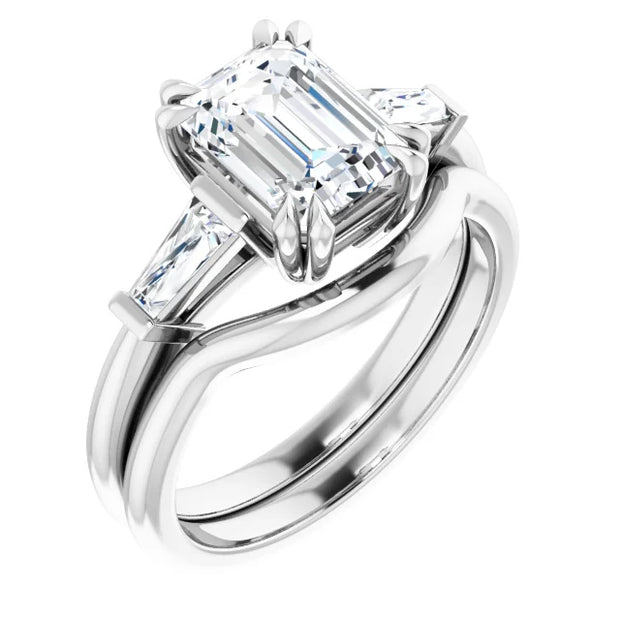 3C Step-Cut Diamond Accented Engagement Setting