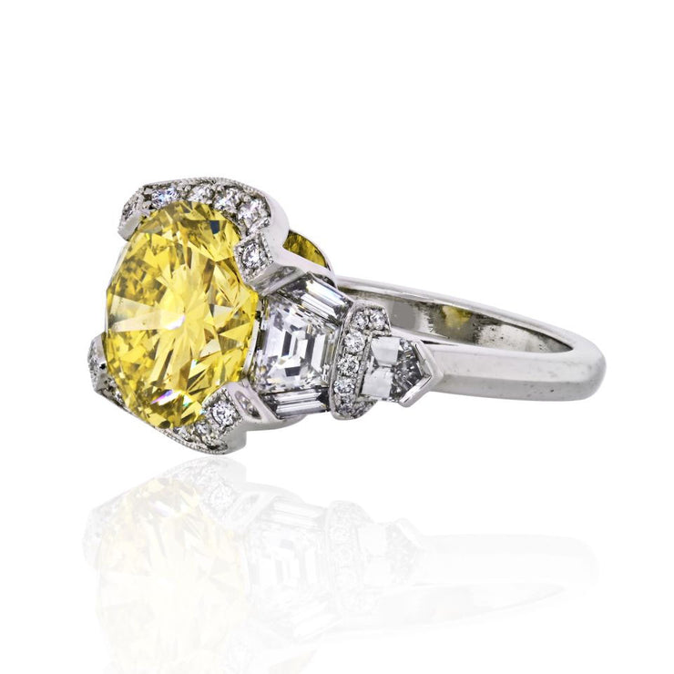 Custom Yellow Round Diamond Accented Ring