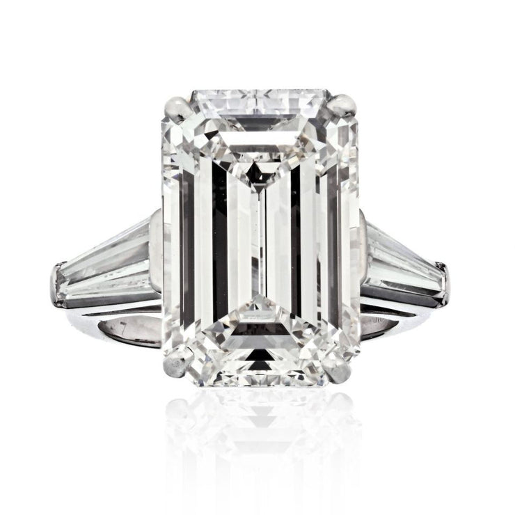 Platinum Cathedral Emerald Cut Diamond Ring