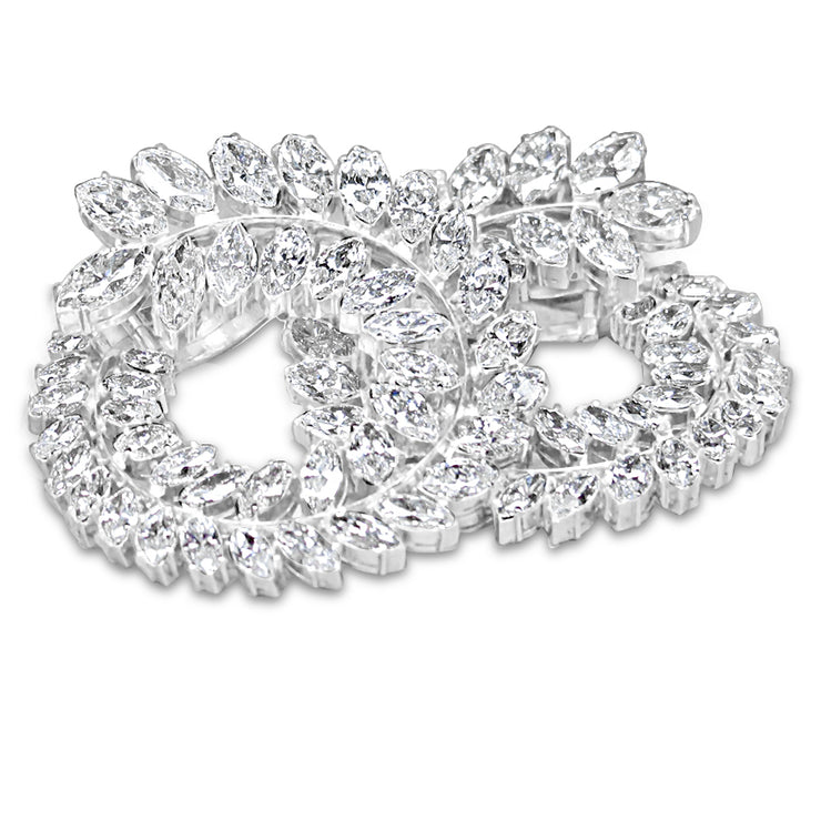 Platinum Spiral 30.00ctw Marquise Brilliant Cut Diamond Earrings