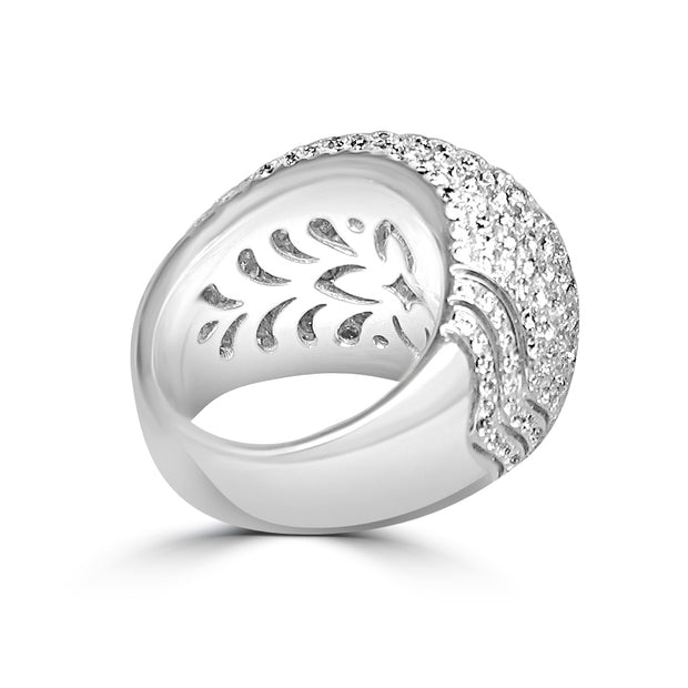 18K Contemporary 5.66ctw Brilliant Cut Micro-Pavé Diamond Domed Ring