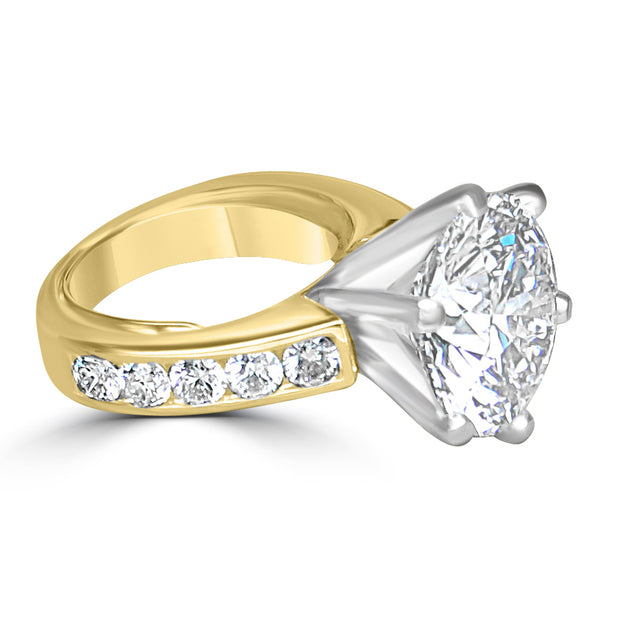 Custom 14/18K Two-Tone Cathedral 11.66ctw Diamond Accented Engagement Ring