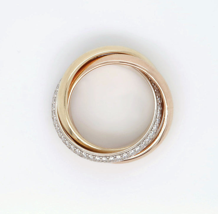 Cartier 18K Trinity Tri Gold Diamond Ring