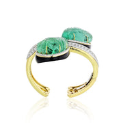 David Webb Two-Tone Carved Emerald Diamond Cuff Bracelet