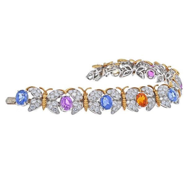 Tiffany & Co. Two-Tone Pink & Blue Sapphire Diamond Butterfly Bracelet
