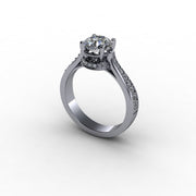 Cathedral Hidden Halo Diamond Pinpoint Engagement Setting