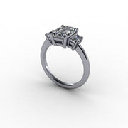 Classic Three-Stone Emerald Diamond Engagement Setting