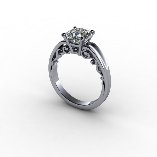 Modern Cathedral Filigree Diamond Solitaire Engagement Setting