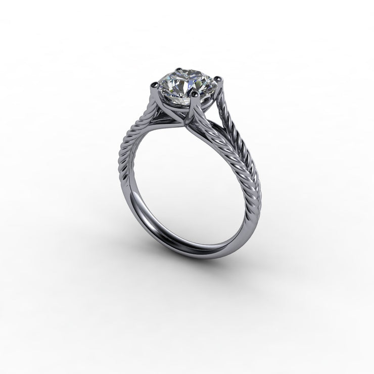 Woven Cathedral Diamond Solitaire Split-Shank Engagement Setting