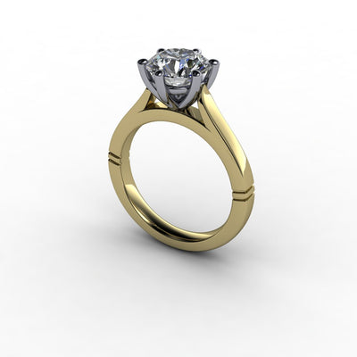 Two-Tone Cathedral Six-Prong Diamond Solitaire Engagement Setting