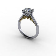 Two-Tone Classic Filigree Cathedral Diamond Solitaire Engagement Setting
